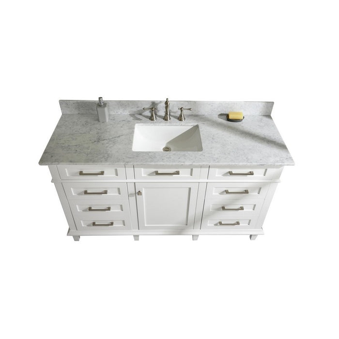 Legion Furniture WLF2260S-W 60 Inch White Finish Single Sink Vanity Cabinet with Carrara White Top - Legion Furniture - Ambient Home