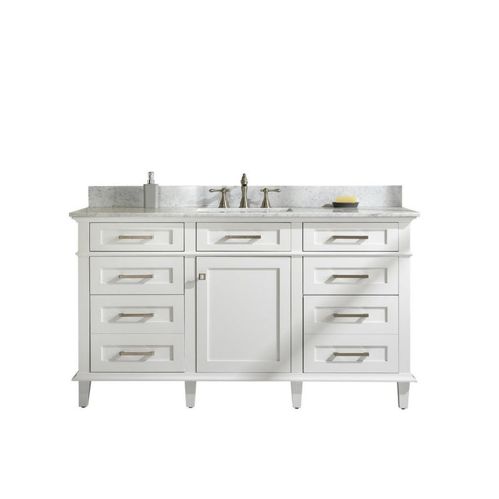 Legion Furniture WLF2260S-W 60 Inch White Finish Single Sink Vanity Cabinet with Carrara White Top - Legion Furniture - Ambient Home