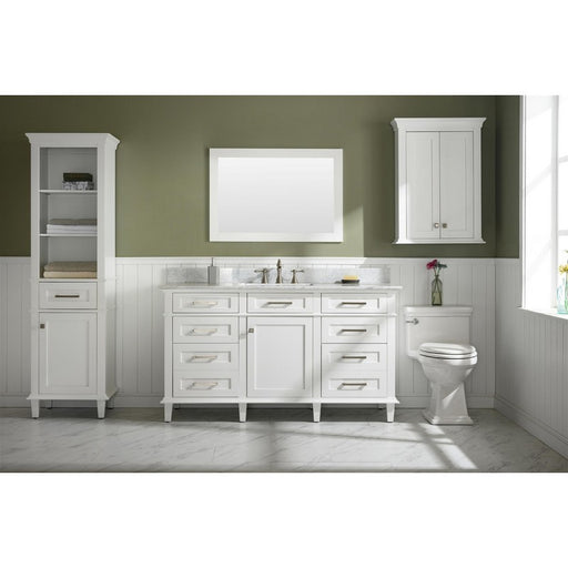 Legion Furniture WLF2260S-W 60 Inch White Finish Single Sink Vanity Cabinet with Carrara White Top - Legion Furniture - Ambient Home