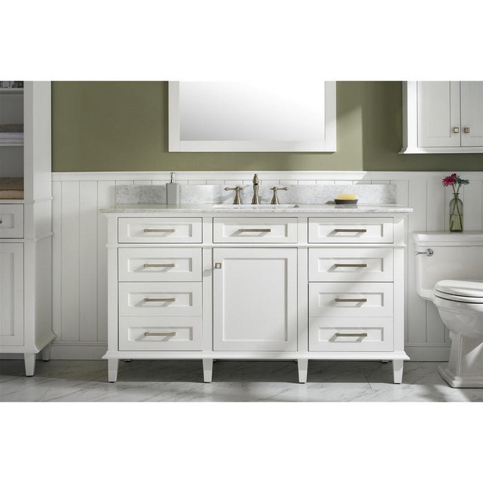 Legion Furniture WLF2260S-W 60 Inch White Finish Single Sink Vanity Cabinet with Carrara White Top - Legion Furniture - Ambient Home