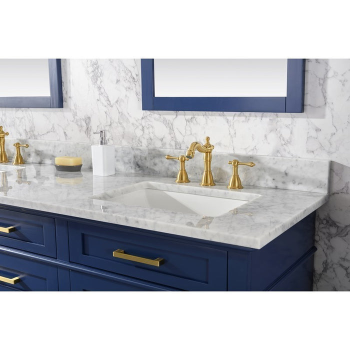 Legion Furniture WLF2272-B 72 Inch Blue Double Single Sink Vanity Cabinet with Carrara White Top - Legion Furniture - Ambient Home