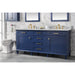 Legion Furniture WLF2272-B 72 Inch Blue Double Single Sink Vanity Cabinet with Carrara White Top - Legion Furniture - Ambient Home