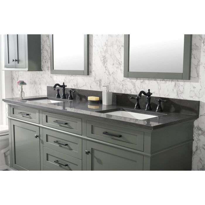 Legion Furniture WLF2272-PG 72 Inch Pewter Green Double Single Sink Vanity Cabinet with Blue Lime Stone Top - Legion Furniture - Ambient Home