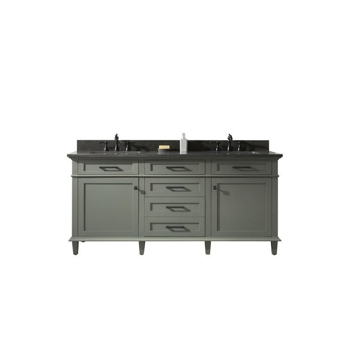 Legion Furniture WLF2272-PG 72 Inch Pewter Green Double Single Sink Vanity Cabinet with Blue Lime Stone Top - Legion Furniture - Ambient Home