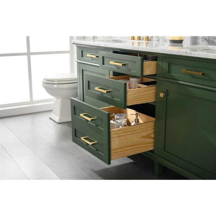 Legion Furniture WLF2272-VG 72 Inch Vogue Green Double Single Sink Vanity Cabinet with Carrara White Top - Legion Furniture - Ambient Home