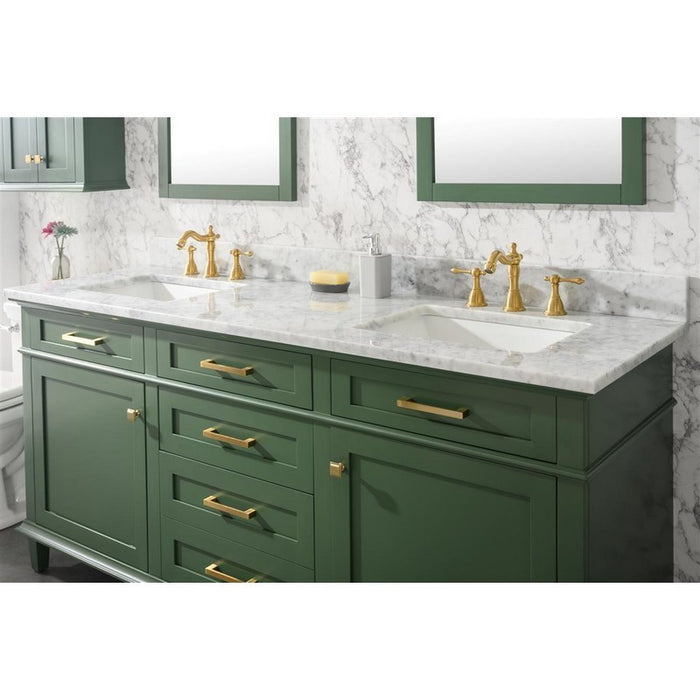 Legion Furniture WLF2272-VG 72 Inch Vogue Green Double Single Sink Vanity Cabinet with Carrara White Top - Legion Furniture - Ambient Home