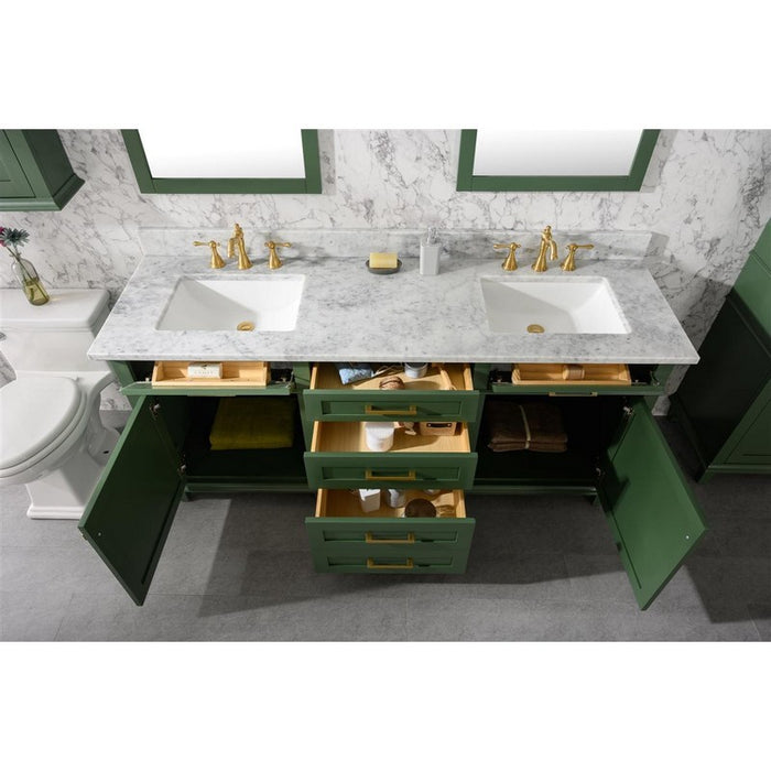 Legion Furniture WLF2272-VG 72 Inch Vogue Green Double Single Sink Vanity Cabinet with Carrara White Top - Legion Furniture - Ambient Home