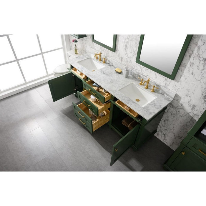 Legion Furniture WLF2272-VG 72 Inch Vogue Green Double Single Sink Vanity Cabinet with Carrara White Top - Legion Furniture - Ambient Home