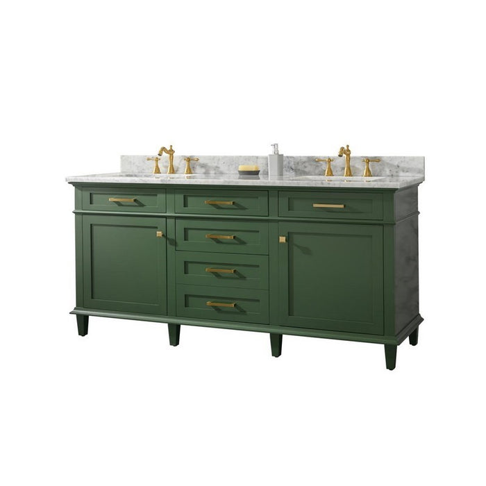 Legion Furniture WLF2272-VG 72 Inch Vogue Green Double Single Sink Vanity Cabinet with Carrara White Top - Legion Furniture - Ambient Home