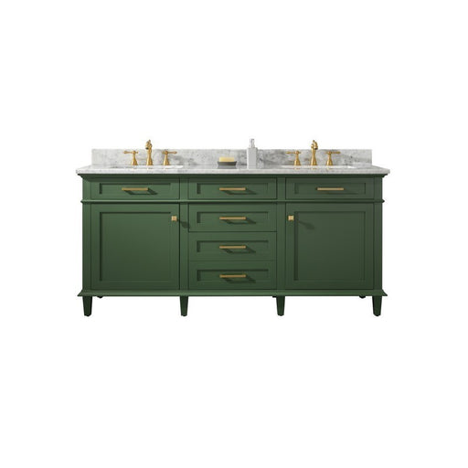 Legion Furniture WLF2272-VG 72 Inch Vogue Green Double Single Sink Vanity Cabinet with Carrara White Top - Legion Furniture - Ambient Home