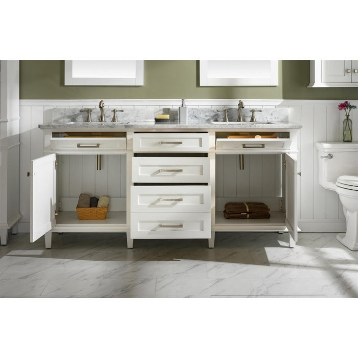 Legion Furniture WLF2272-W 72 Inch White Double Single Sink Vanity Cabinet with Carrara White Top - Legion Furniture - Ambient Home