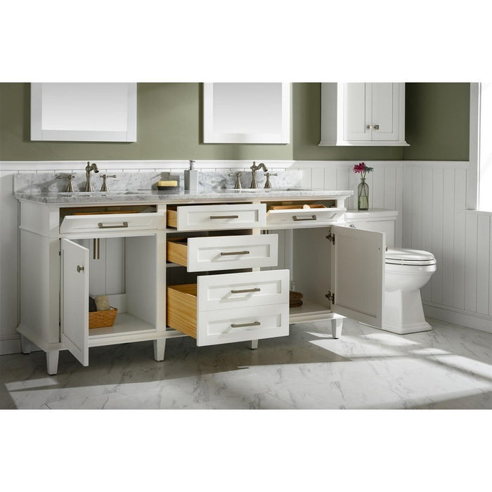 Legion Furniture WLF2272-W 72 Inch White Double Single Sink Vanity Cabinet with Carrara White Top - Legion Furniture - Ambient Home