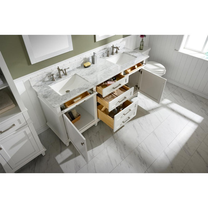 Legion Furniture WLF2272-W 72 Inch White Double Single Sink Vanity Cabinet with Carrara White Top - Legion Furniture - Ambient Home