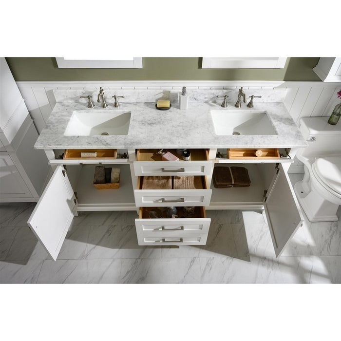 Legion Furniture WLF2272-W 72 Inch White Double Single Sink Vanity Cabinet with Carrara White Top - Legion Furniture - Ambient Home