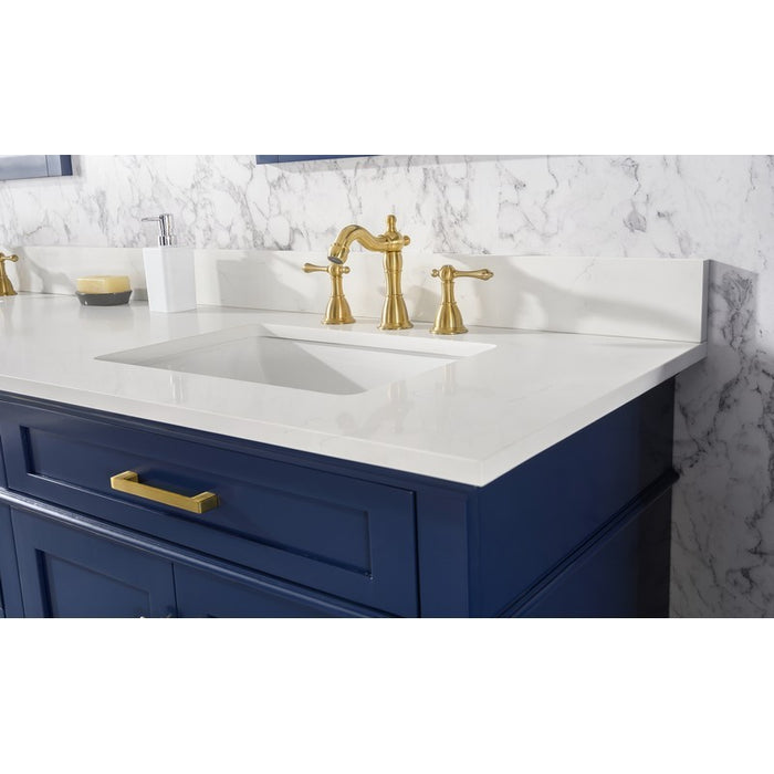 Legion Furniture WLF2280-B 80 Inch Blue Double Sink Vanity Cabinet with Carrara White Quartz Top - Legion Furniture - Ambient Home