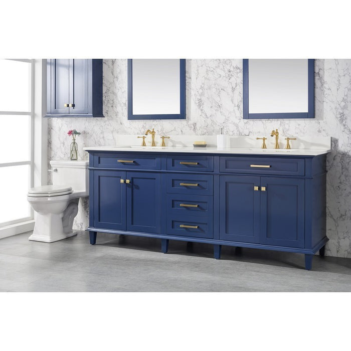 Legion Furniture WLF2280-B 80 Inch Blue Double Sink Vanity Cabinet with Carrara White Quartz Top - Legion Furniture - Ambient Home