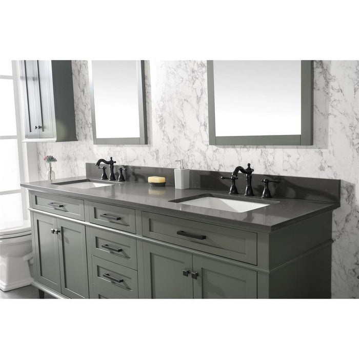 Legion Furniture WLF2280-PG 80 Inch Pewter Green Double Single Sink Vanity Cabinet with Blue Lime Stone Quartz Top - Legion Furniture - Ambient Home