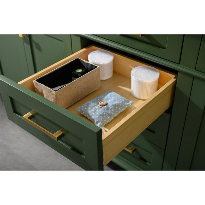 Legion Furniture WLF2280-VG 80 Inch Vogue Green Double Single Sink Vanity Cabinet with Carrara White Quartz Top - Legion Furniture - Ambient Home