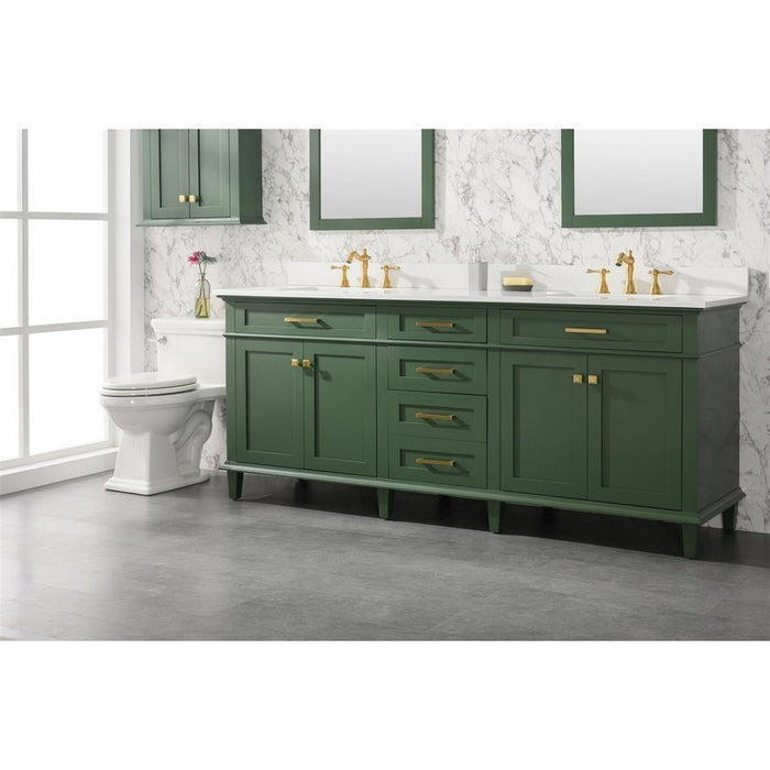 Legion Furniture WLF2280-VG 80 Inch Vogue Green Double Single Sink Vanity Cabinet with Carrara White Quartz Top - Legion Furniture - Ambient Home