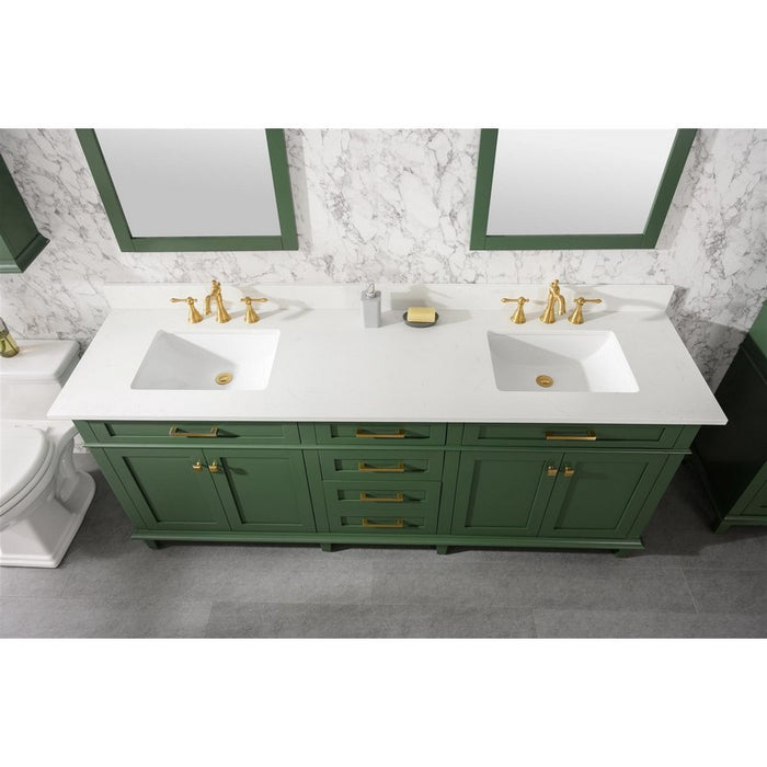 Legion Furniture WLF2280-VG 80 Inch Vogue Green Double Single Sink Vanity Cabinet with Carrara White Quartz Top - Legion Furniture - Ambient Home