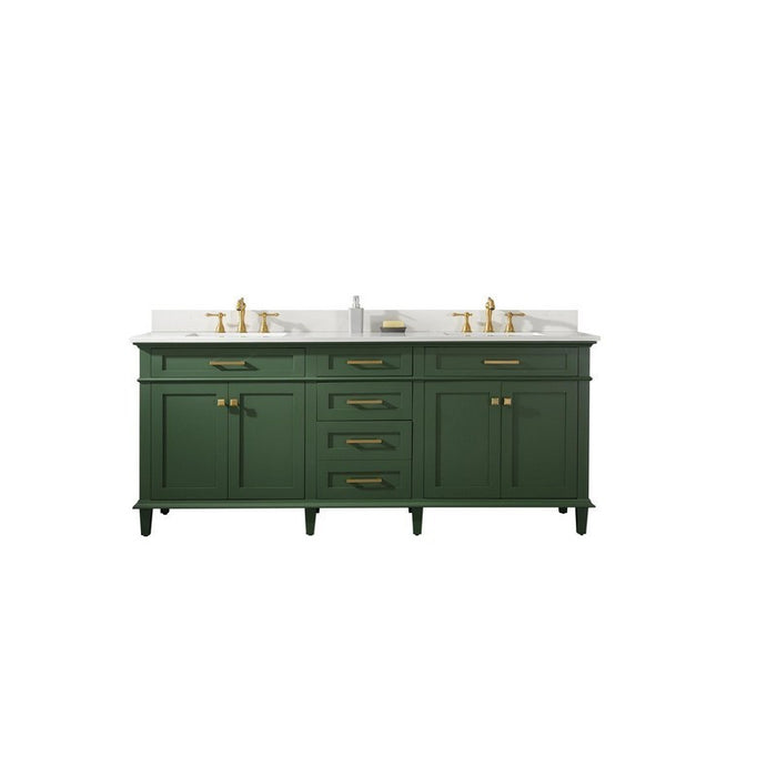 Legion Furniture WLF2280-VG 80 Inch Vogue Green Double Single Sink Vanity Cabinet with Carrara White Quartz Top - Legion Furniture - Ambient Home