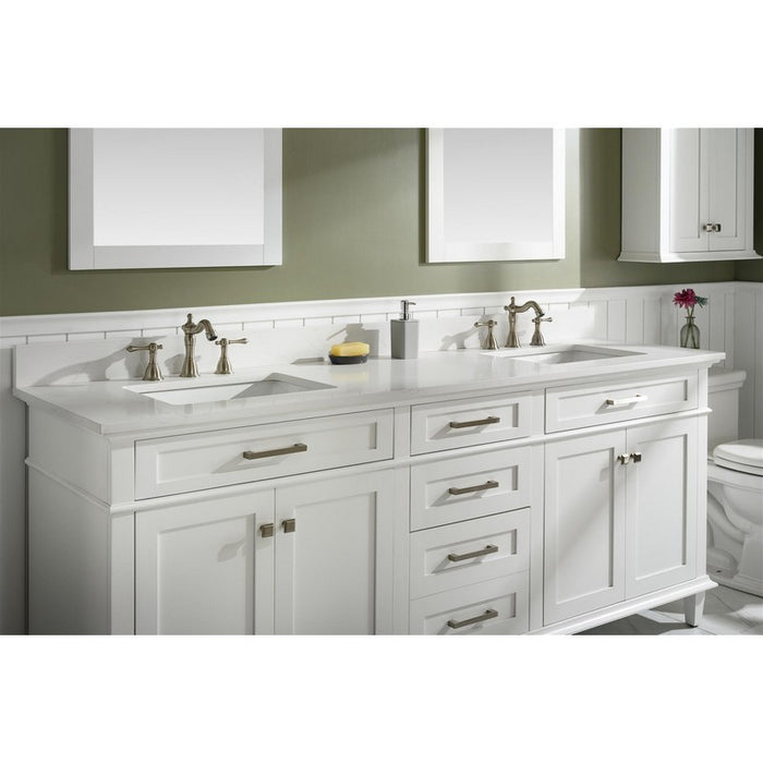 Legion Furniture WLF2280-W 80 Inch White Double Single Sink Vanity Cabinet with Carrara White Quartz Top - Legion Furniture - Ambient Home