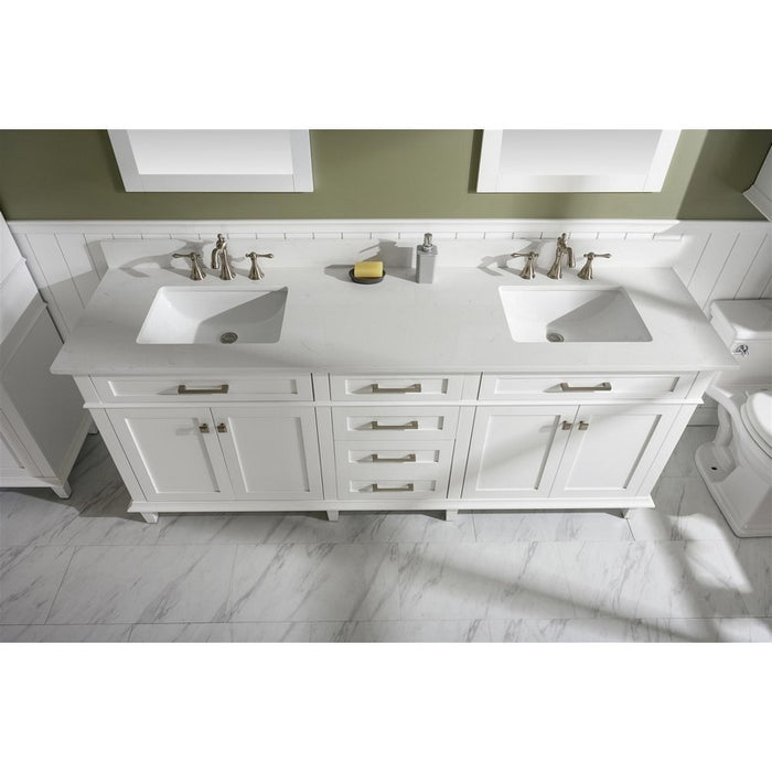 Legion Furniture WLF2280-W 80 Inch White Double Single Sink Vanity Cabinet with Carrara White Quartz Top - Legion Furniture - Ambient Home