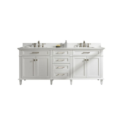 Legion Furniture WLF2280-W 80 Inch White Double Single Sink Vanity Cabinet with Carrara White Quartz Top - Legion Furniture - Ambient Home