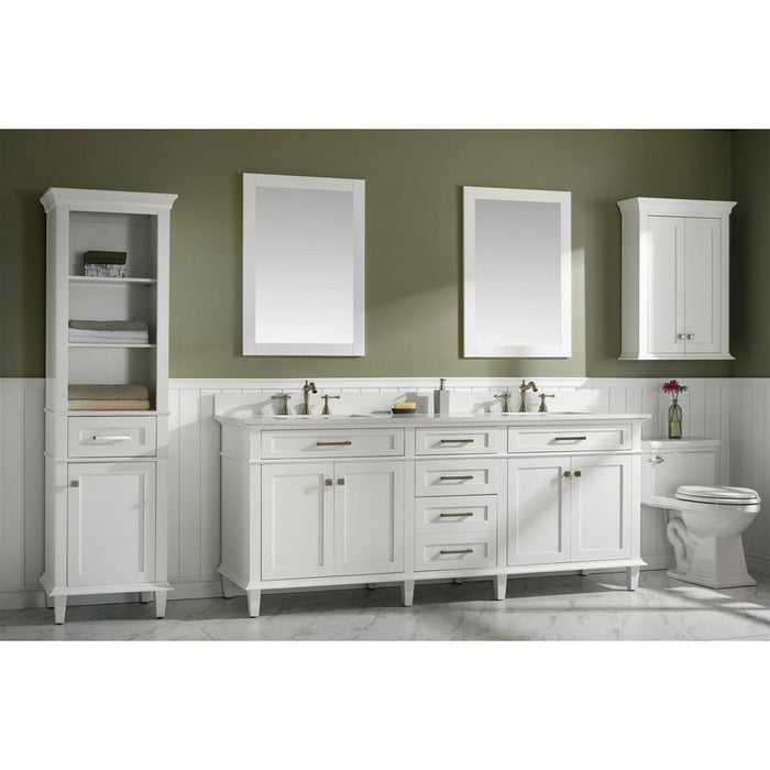 Legion Furniture WLF2280-W 80 Inch White Double Single Sink Vanity Cabinet with Carrara White Quartz Top - Legion Furniture - Ambient Home