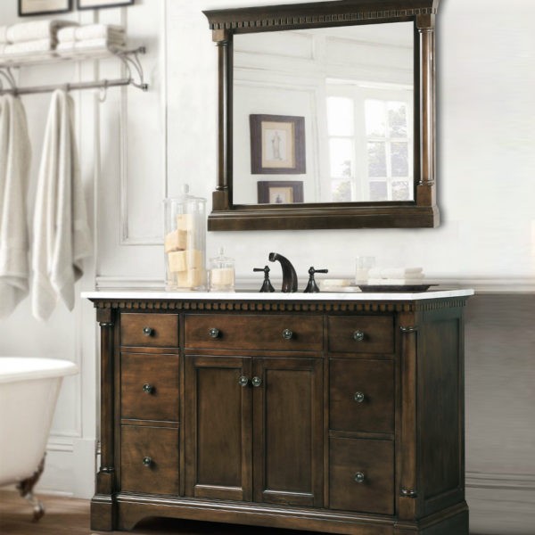 Legion Furniture WLF6036-48" 49 Inch Antique Coffee Vanity with Carrara White Top and Matching Backsplash, No Faucet - Legion Furniture - Ambient Home