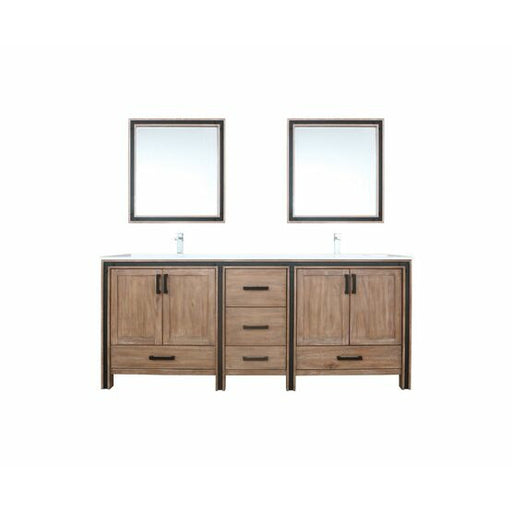 Lexora Ziva 80" - Rustic Barnwood Double Bathroom Vanity (Options: Cultured Marble Top, White Square Sink and 30" Mirrors w/ Faucet) - Lexora - Ambient Home