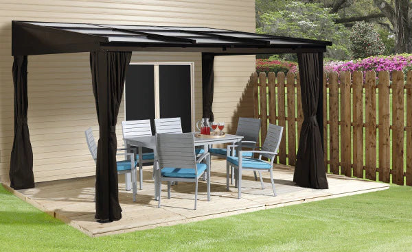 Sojag Gazebo Sutton 10 ft x 12 ft Dark Brown Wall-Mounted Hardtop Gazebo - Sojag Gazebo - Ambient Home