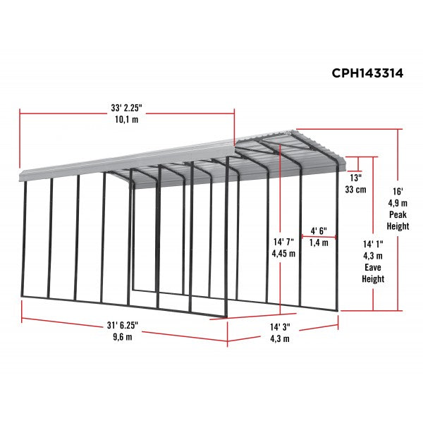 Arrow 14x33x14 DIY RV Carport Kit - Arrow - Ambient Home