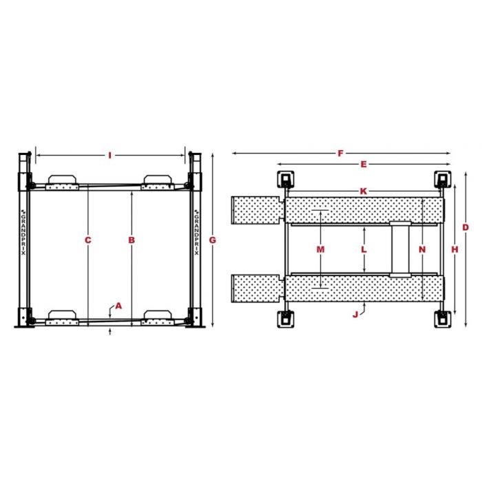 Bendpak GrandPrix GP-9XLT 9,000 Lbs 4-Post Lift  (5175257) - Bendpak - Ambient Home