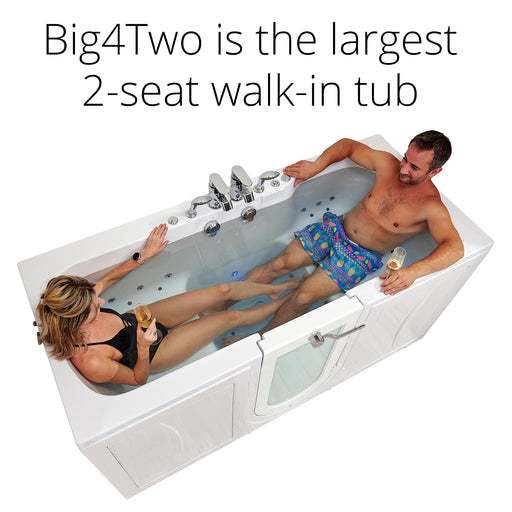 Ella's Bubble Big4Two Seat -Acrylic Outward Swing Door Walk-In Bathtub with Independently Operated Foot Massage (36″W x 80″L) - Ella's Bubbles - Ambient Home