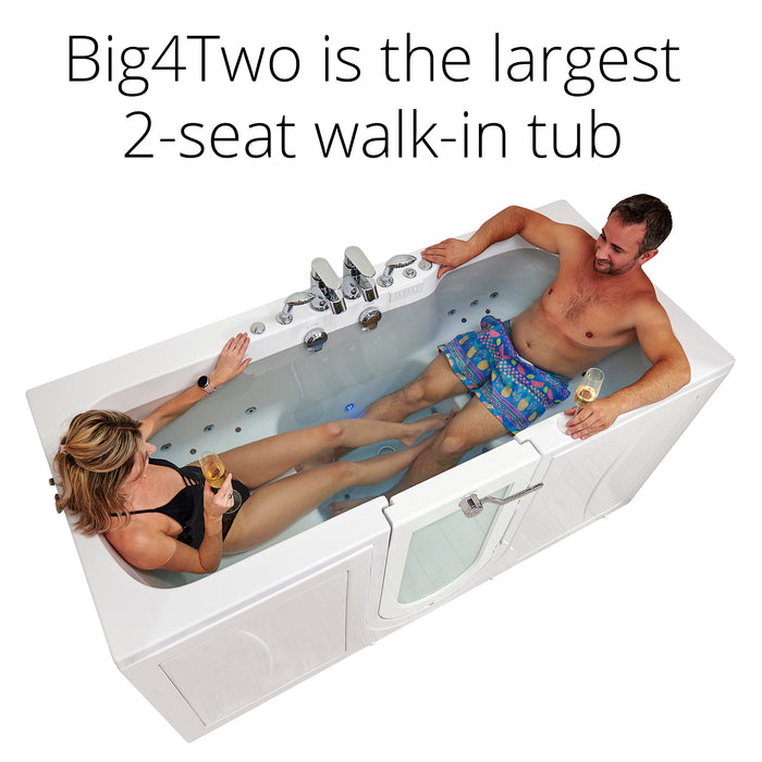 Ella's Bubble Big4Two Seat -Acrylic Outward Swing Door Walk-In Bathtub with Independently Operated Foot Massage (36″W x 80″L) - Ella's Bubbles - Ambient Home