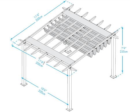 Paragon Outdoor Florence 11' x 11' White Aluminum Pergola with Convertible Canopy Top - Paragon Outdoor - Ambient Home