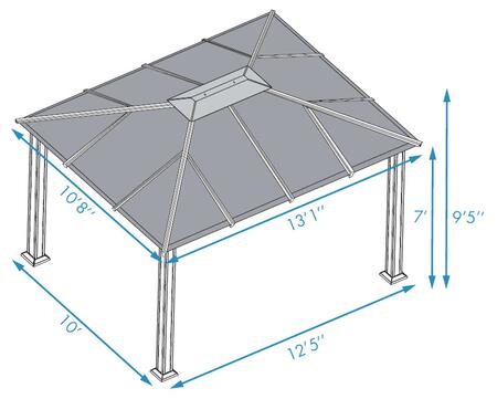 Paragon Outdoor Santa Monica GZ3K 11' x 13' Hard Top Gazebo with Mosquito Netting - Paragon Outdoor - Ambient Home