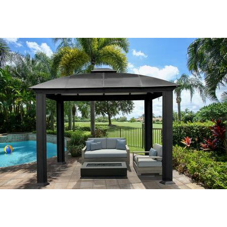 Paragon Outdoor Cambridge GZ3D 12' x 12' Hard Top Gazebo with Twin Layer Aluminum Roof, Rust-Free Materials and Wind Escapment - Paragon Outdoor - Ambient Home