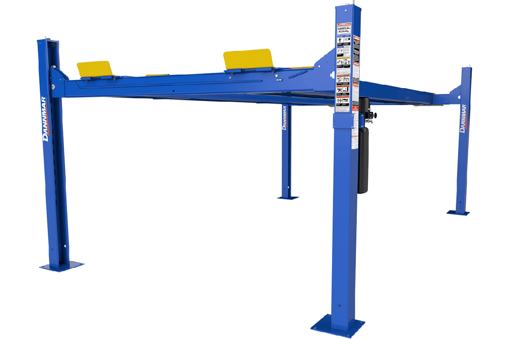 Dannmar 9,000-lbs. Capacity Four-Post Lift / High Rise, Extended Length / Includes Caster Kit, Drip Trays, and Aluminum Ramps - Dannmar - Ambient Home
