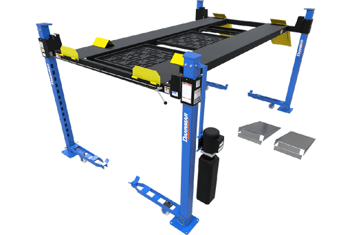 Dannmar D4-9 Package 9,000-lbs. Capacity Four-Post Lift / Standard Rise, Standard Length / Includes Caster Kit, Drip Trays, and Aluminum Ramps - Dannmar - Ambient Home