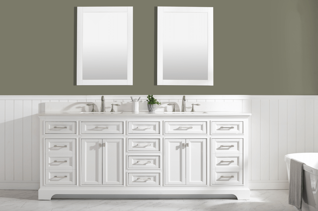 Design Element Milano 84" Double Sink Vanity in White Finish ML-84-WT - Design Element - Ambient Home