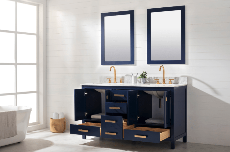 Design Element Valentino 60" Double Sink Vanity in Blue Finish V01-60-BLU - Design Element - Ambient Home