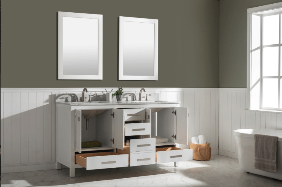 Design Element Valentino 60" Double Sink Vanity in White Finish V01-60-WT - Design Element - Ambient Home