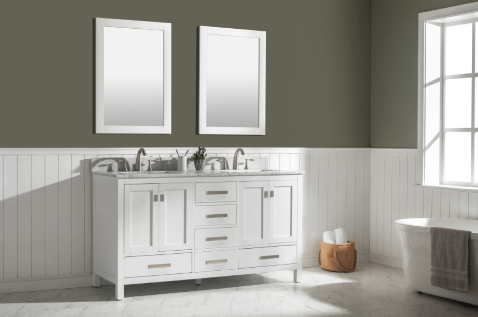 Design Element Valentino 60" Double Sink Vanity in White Finish V01-60-WT - Design Element - Ambient Home