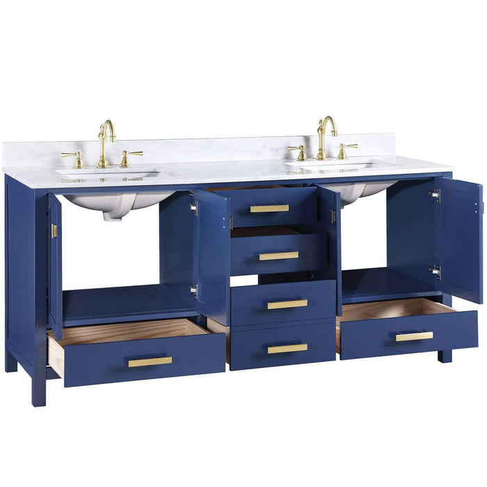 Design Element Valentino 72" Double Sink Vanity in Blue Finish V01-72-BLU - Design Element - Ambient Home