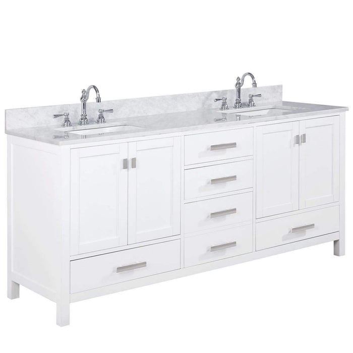 Design Element Valentino 72" Double Sink Vanity in White Finish V01-72-WT - Design Element - Ambient Home