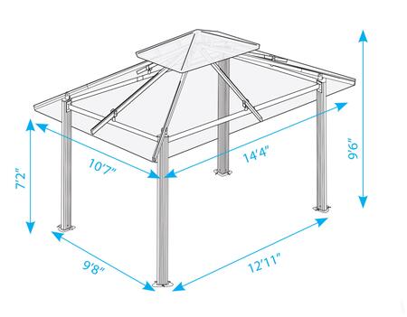 Paragon Outdoor Kingsbury 11' x 14' Gazebo with Sunbrella Top and Privacy Curtain and Mosquito Netting - Paragon Outdoor - Ambient Home