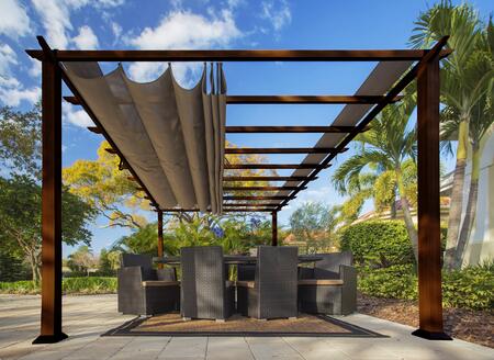 Paragon Outdoor Florence 11' x 16' Aluminum Pergola With the Look of Chilean Wood with Canopy - Paragon Outdoor - Ambient Home