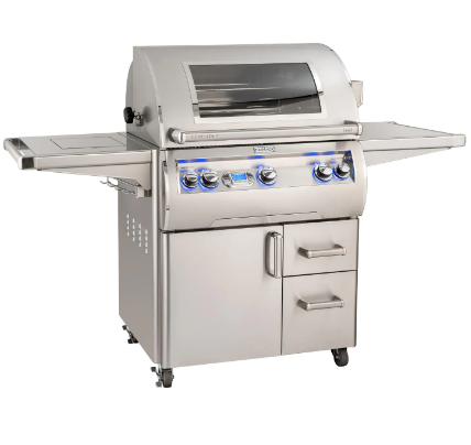 Fire Magic Echelon Diamond E660S 30-Inch Propane/Natural Gas Grill W/ One Infrared Burner, Side Burner, Magic View Window, Rotisserie, & Digital Thermometer - E660S-8L1P-62-W/E660S-8L1n-62-W - Fire Magic - Ambient Home